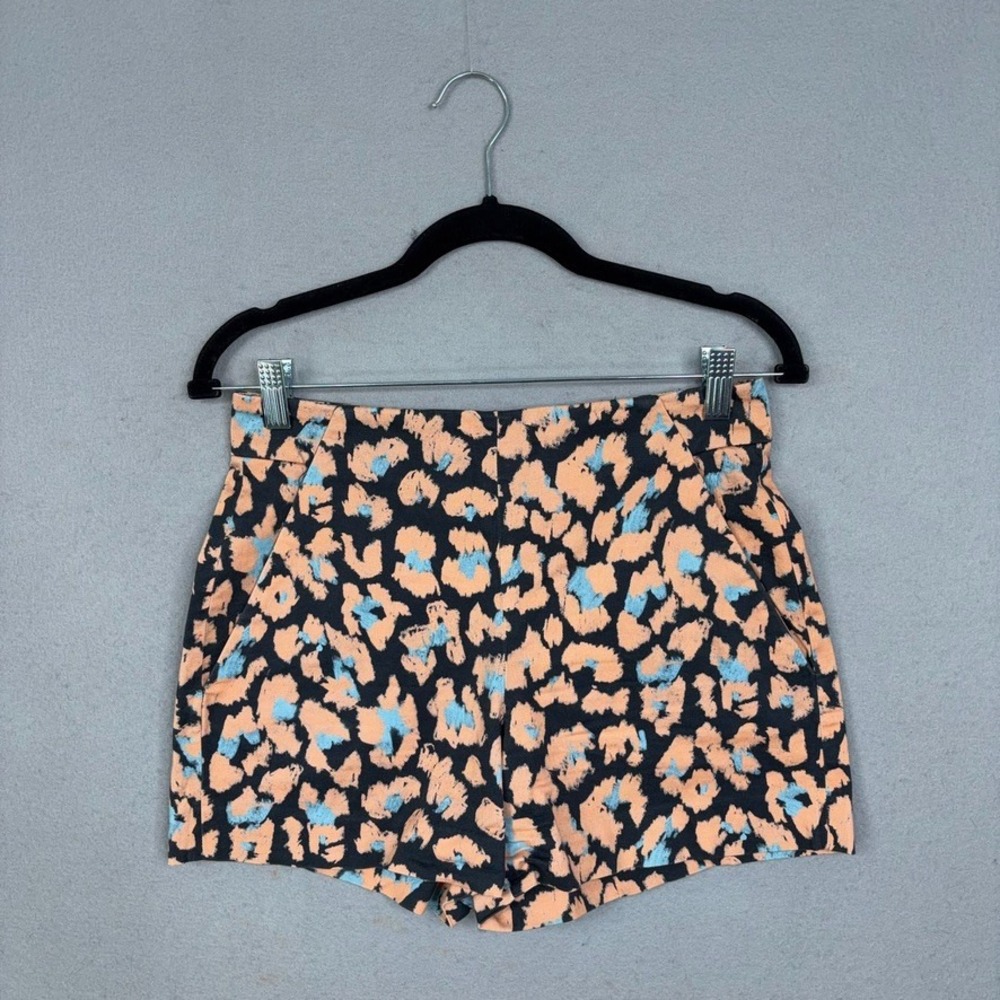 Animale Shorts Womens 38 Colorful Animal Print High Rise Side Zip Casual Chic